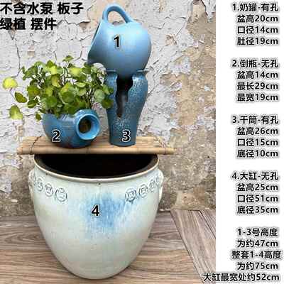 高档落地特大号兽环缸古法培养鱼观流景古典陶瓷无孔水荷花睡莲水