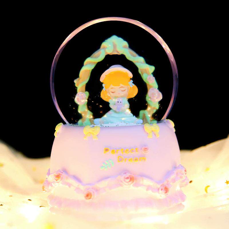 可爱少女心礼品芙拉小姐梦幻水晶球音乐盒女生卧室创意水球摆件