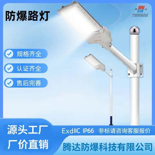 单叉防爆路灯120瓦LED防爆路灯化工厂区道路照明马路灯6米8M150W