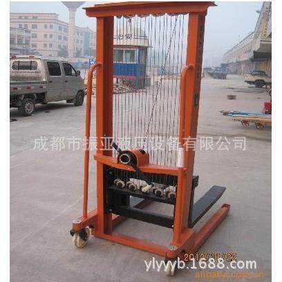 厂家直销手摇钢丝绳堆高车，绞盘式钢丝绳升高车，手摇机械叉车