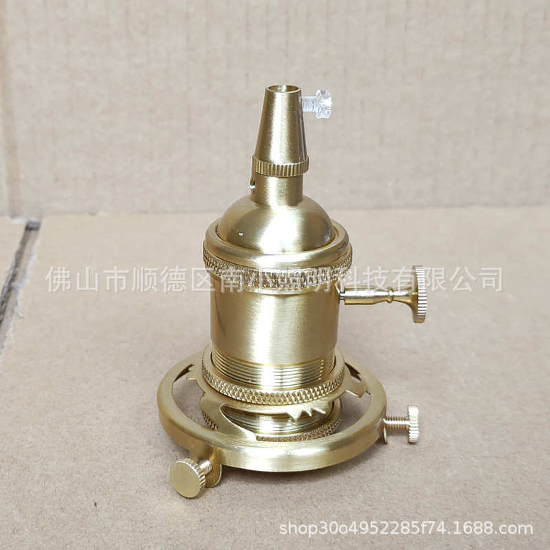 纯铜带开关E27灯头螺口台灯落地灯e26带旋转开关灯头灯座DIY配件图片