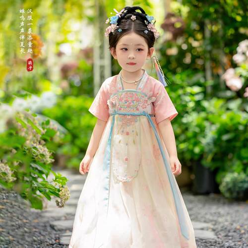 汉服女童2026夏季款儿童高端仙气公主连身裙女孩薄款古风表演襦裙