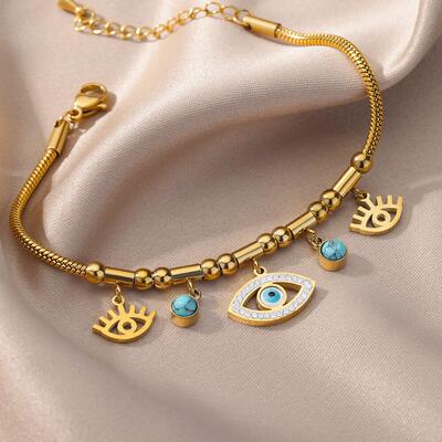 Vintage Stainless Steel Bracelet for Women Evil Eye Love