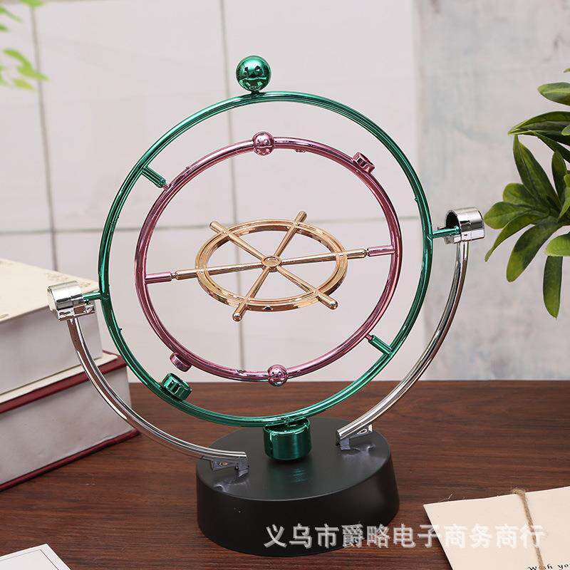 H008轮船舵永动仪混沌宇宙天体轨道永动机磁性摇摆器家居摆件