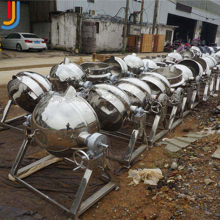 厂家直销不锈钢大炒锅蒸汽加热夹层锅可倾斜式蒸煮锅加工夹层锅