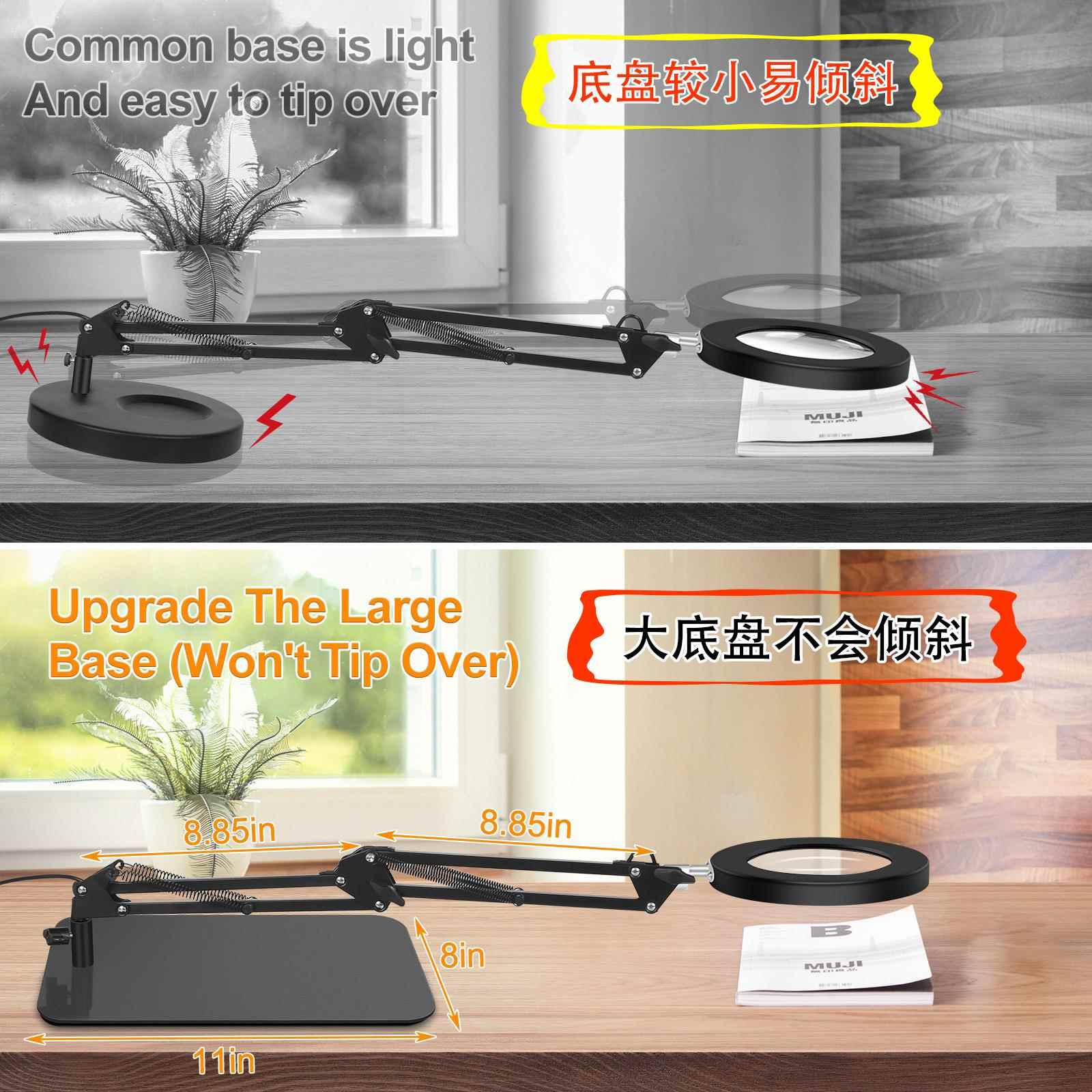 新款直销桌面长臂折叠LED放大镜台灯电路板焊接维修工作检查测试