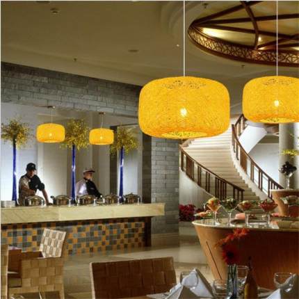 创意客厅卧室美灯厅房个餐561性灯具式麻球编织藤艺艺书术鸟巢吊