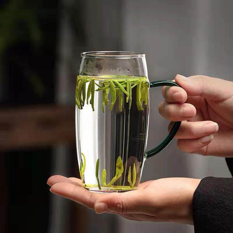 玻璃奶茶杯女士耐高温茶杯子透明高端花茶个人专用茶具茶水杯