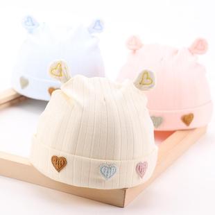 小月龄宝宝冬季帽子新生婴儿儿秋初生胎帽0一3月纯棉秋天婴幼儿帽