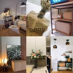 正品 衣柜整 欧北草藤编收箱储物箱大号有盖衣服纳玩具收纳抽盒屉式