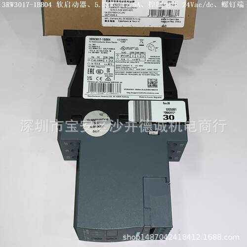 3RW3017-1BB04 软启动器 控制电压 24Vac/dc、200-480Vac、5.5kW