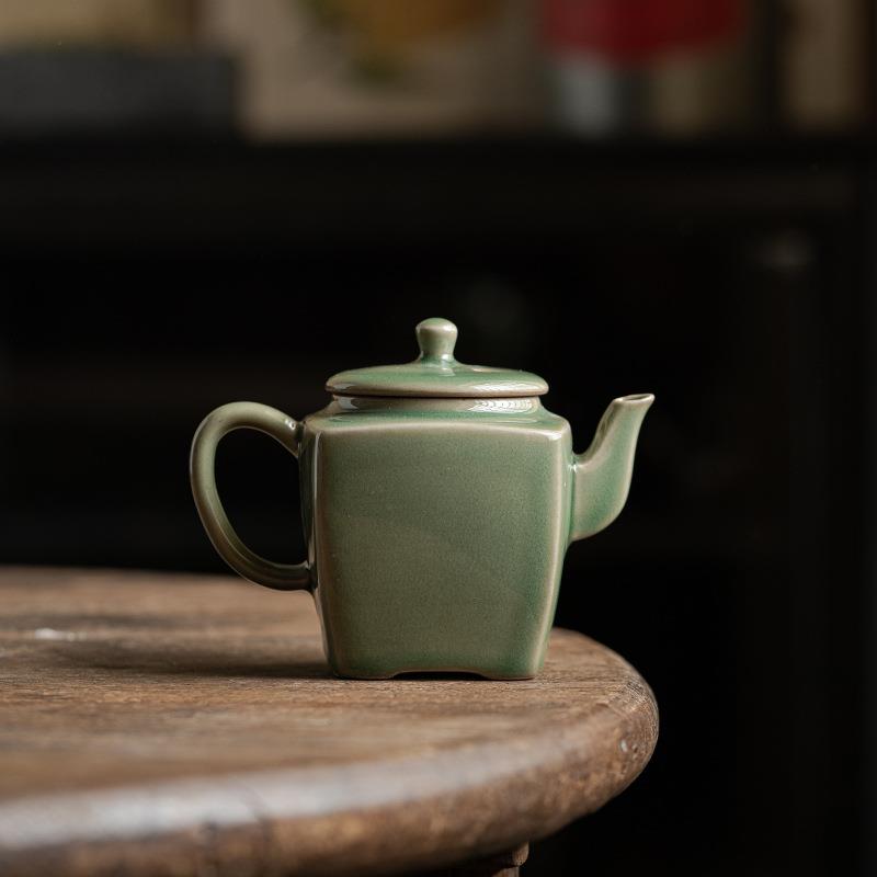越越窑汉方窑汉方瓷茶壶复壶古青单壶小茶壶壶家用陶瓷泡茶茶具