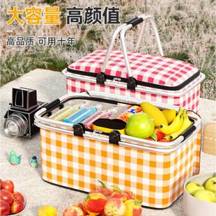 BC10保温野餐篮饭盒袋户外手提菜篮子可折叠加厚购物框冰包保温野
