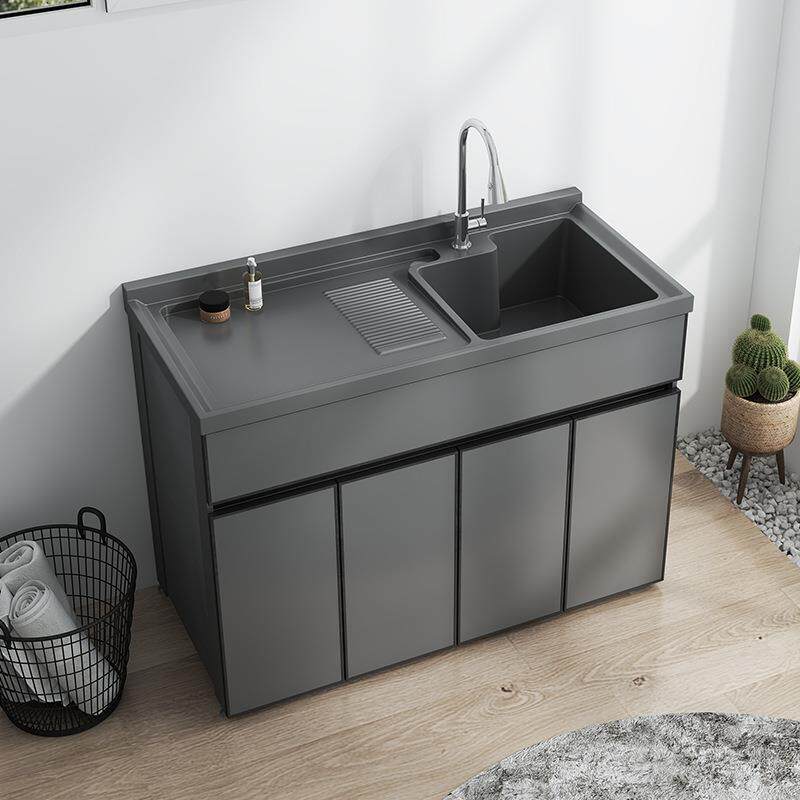 NJG太空洗小户型阳台洗体衣柜组合带搓板衣台铝洗手洗脸池槽一柜