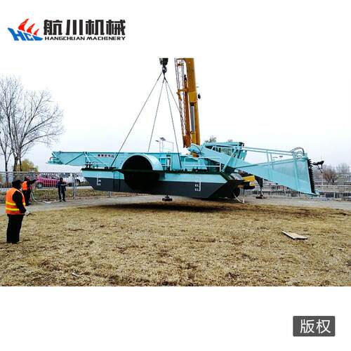 河面水打捞船道水葫芦收船水草GC打捞船割草船湖面河全割自动捞草