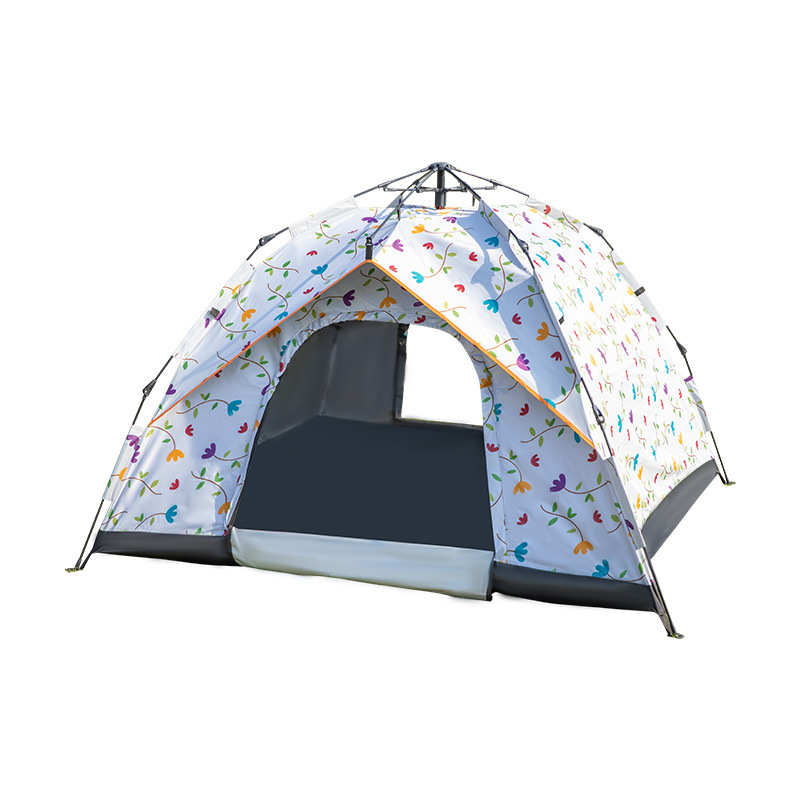 金鑫野营帐篷印花全自动便捷户外帐篷弹簧式速开防晒透气露营帐篷