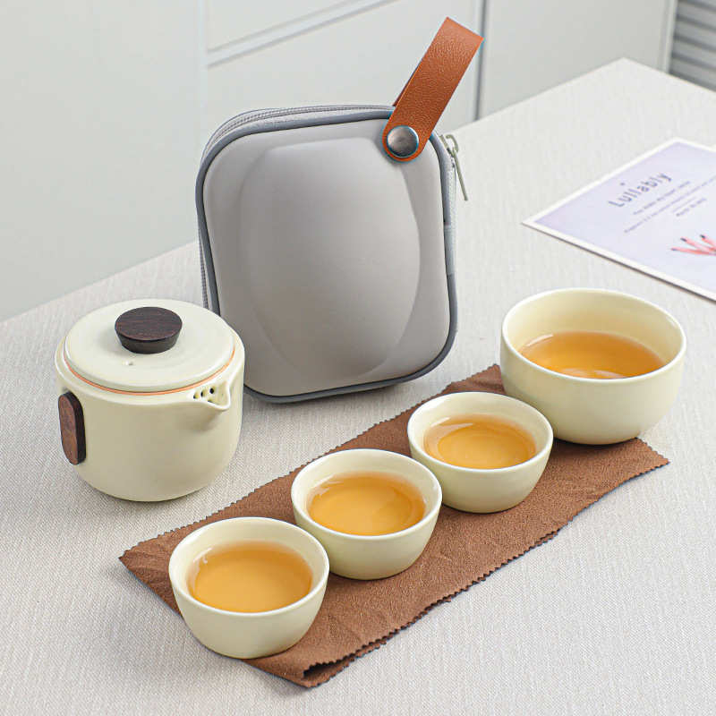 汝窑旅行茶具便携快客杯一壶四杯户外茶壶茶杯小套日式简约功夫茶