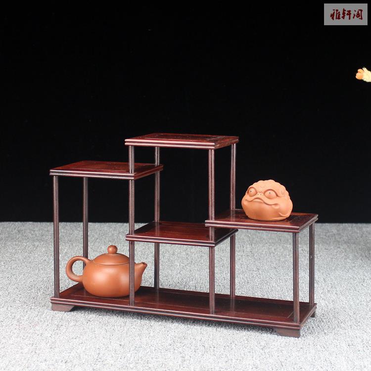 老红酸枝博古架小置物架茶具架多宝阁实木中式榫卯工艺品展示架子
