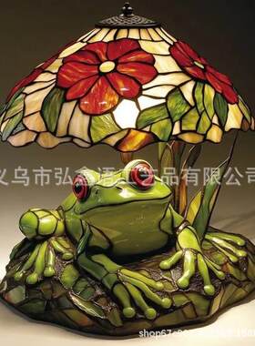 跨境创意树脂工艺伞下青蛙家居桌面床头小夜灯可爱装饰摆件