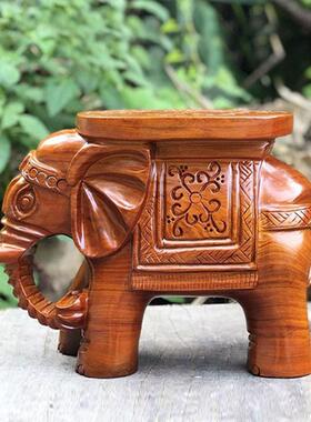 实木雕大象凳子摆件一对木质换鞋凳落地玄关家居客厅乔迁新居礼品