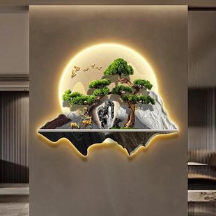 ION迎松入户玄关装 正客门山水挂画挂画件走廊过道壁 饰画新中对式