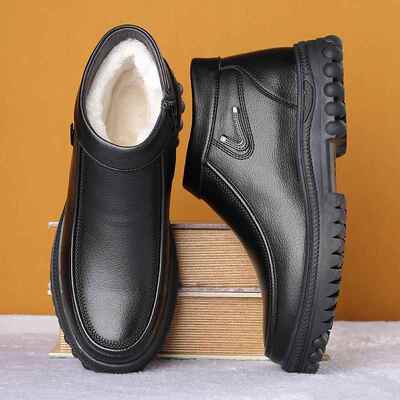 正品特大码棉毛皮鞋45中老年男鞋46冬季保暖东加绒羊一靴体47北雪