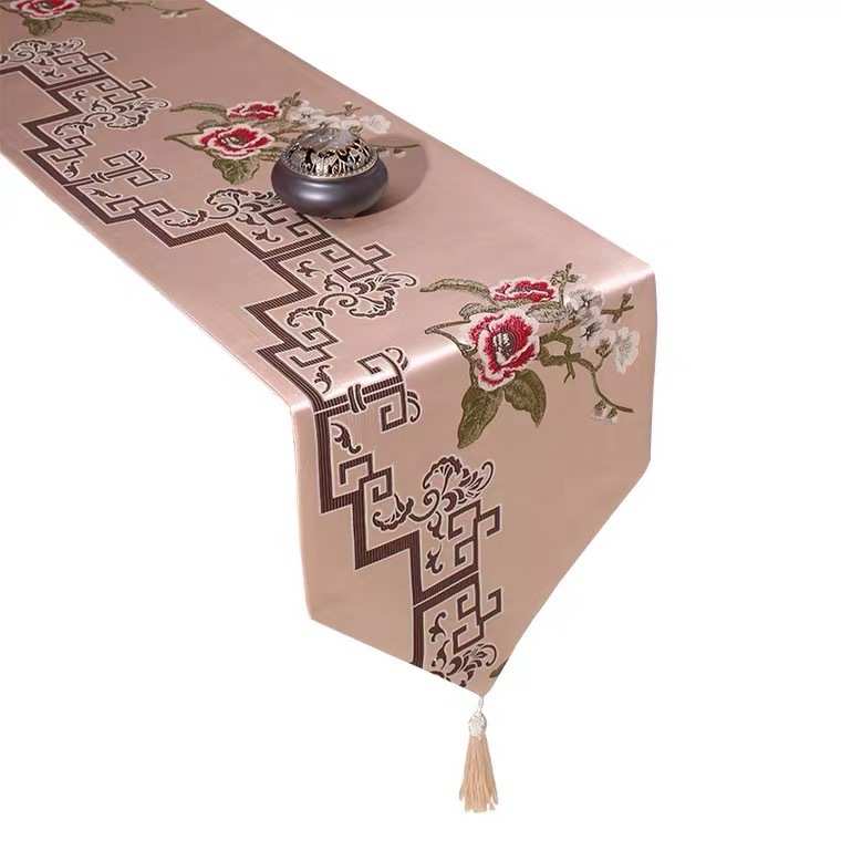 新中式花语阁高精密提花面料红木家具沙发布坐垫抱枕套桌旗面料