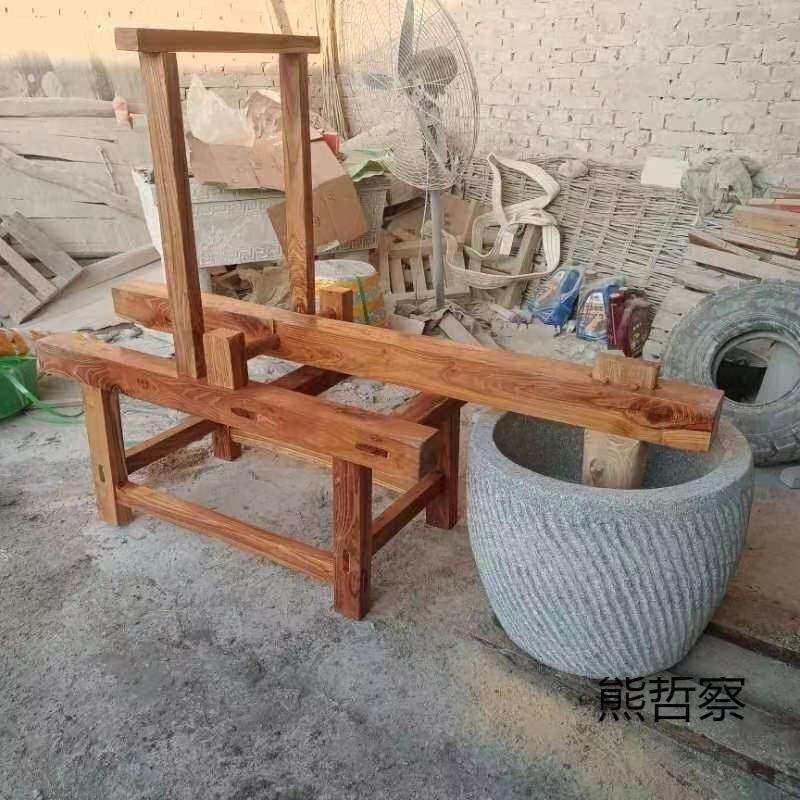 大号脚踏木架打粑粑机石臼子大号特大号老式家用打年糕幼儿园体验