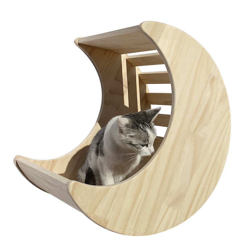 实木猫爬架猫墙壁挂式猫窝木质猫跳台吊桥软梯猫架diy墙上猫家具