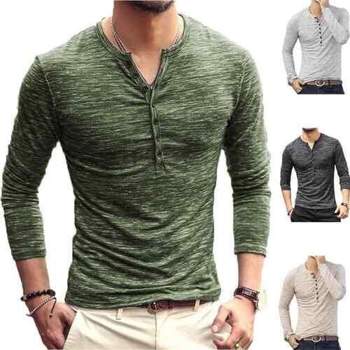 Open collar bamboo knot silk men's base shirt long sleeved
