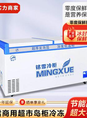 铭雪超市岛柜冷冻雪糕柜保鲜柜制冷设备商用冰箱超厚发泡层低温柜