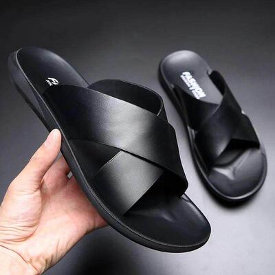 Sandals for Men Slippers Genuine Leather Luxury Brand Fashio