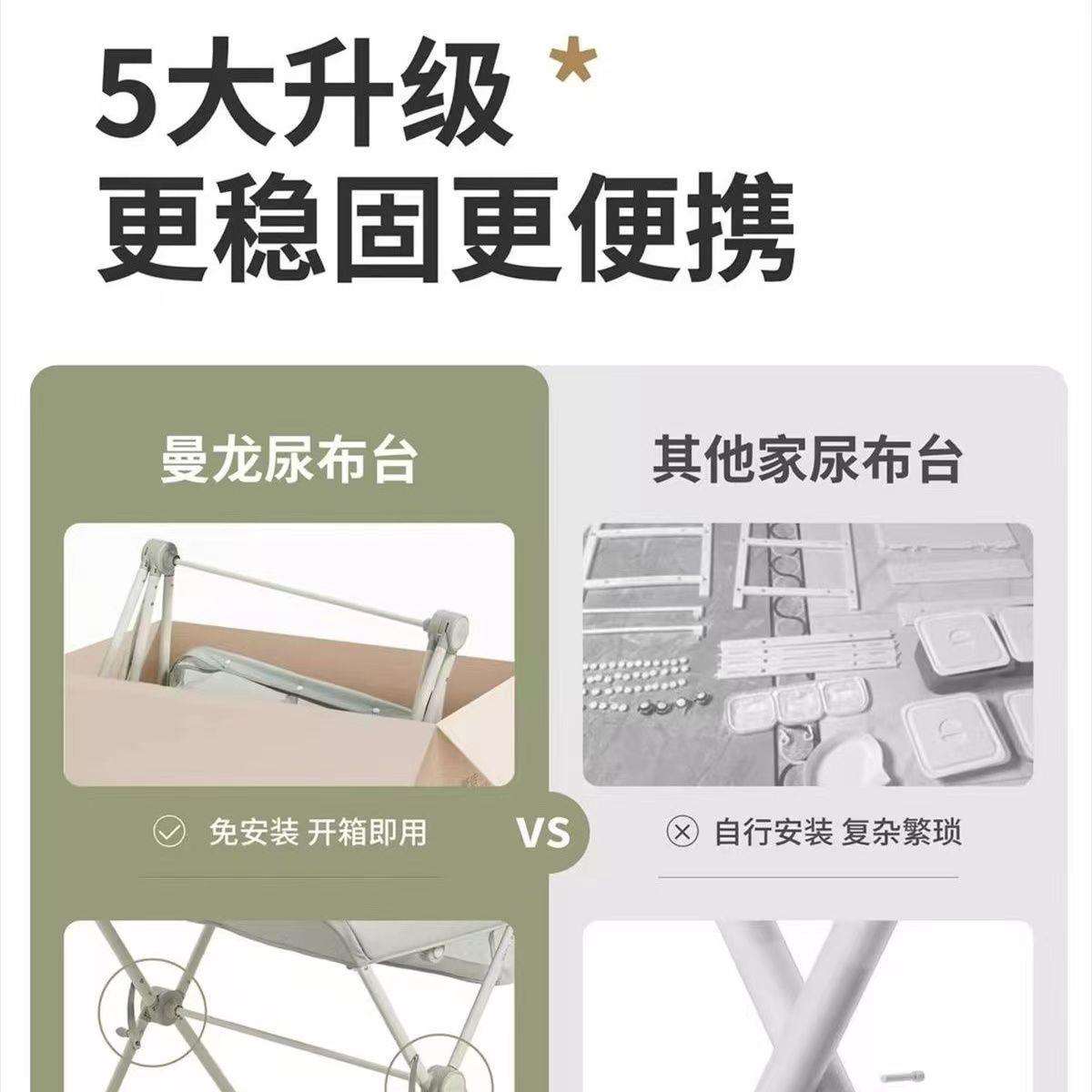 龙尿布台婴儿新JKY生曼儿儿护理台多功能按摩换可尿布可移动折叠
