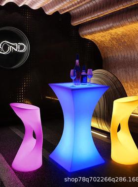 l户ed宴高脚桌发光桌子酒吧外酒55576会会活动鸡尾酒桌方形高桌脚