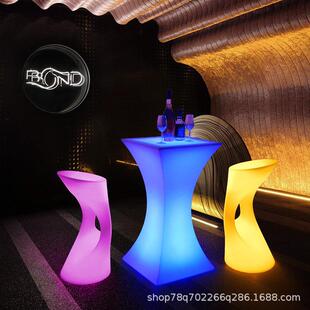 l户ed宴高脚桌发光桌子酒吧外酒55576会会活动鸡尾酒桌方形高桌脚