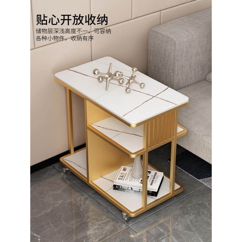 轻奢移动沙发边几岩板带轮子小茶几茶车阳台茶桌边柜家用茶台