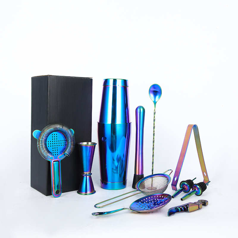 11件套不锈钢波士顿鸡尾酒调酒器套装酒吧工具套装
