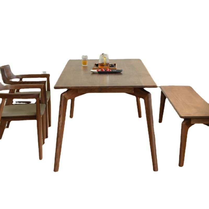 现代全工作台实木北欧组合简约椅木书桌黑胡桃餐桌长方形餐桌北美