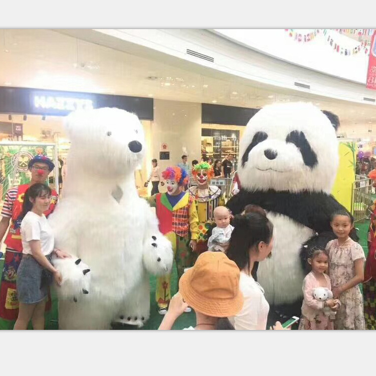 充气毛绒人卡通行走气模人穿服装行走气模圣诞节商场互动人偶