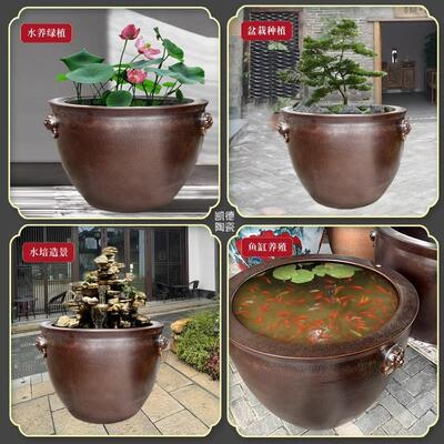 单色釉瓷缸景德镇陶瓷风水缸大号缸中式庭院水缸古法养鱼缸工艺品
