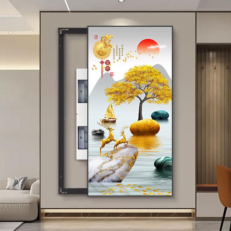 电表箱竖款现代走廊玄关配电箱装饰画消防栓过道入户门挂图新壁画