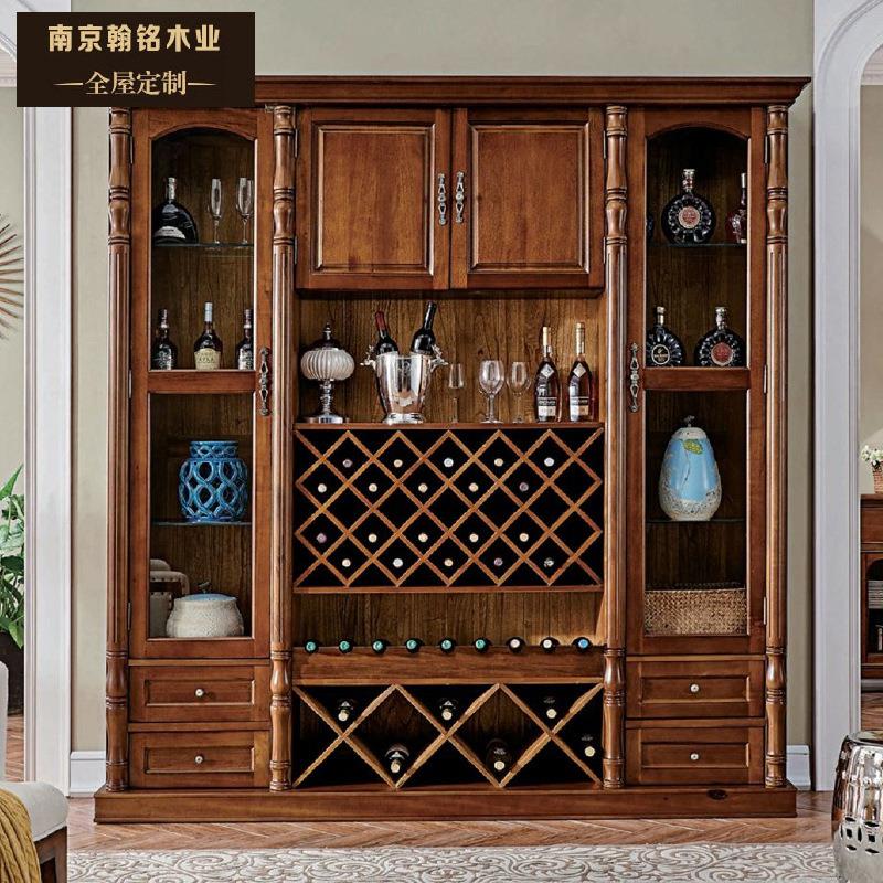 厂家直约销实木整体酒柜餐边柜原木酒架IEI简代现美式酒窖定制
