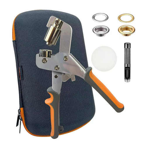 10供钳银色 气眼5mm气眼便携式含个200套装.具扣环钳工金