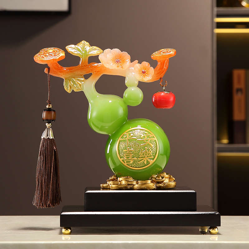 新中式称心如意仿玉葫芦摆件客厅玄关高档装饰品博古架高级感摆件