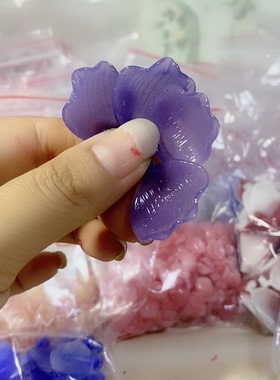 老料器花瓣发簪材料紫色大芍药20片Z-21