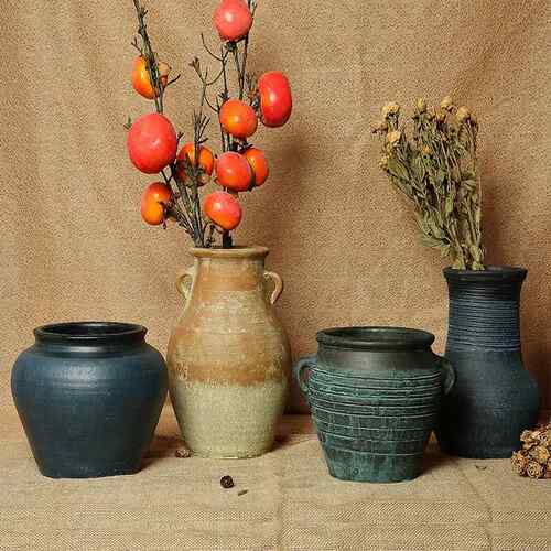 粗干花土花肉花盆花瓶陶瓦罐复古透气旧多陶做器土坛子陶罐罐