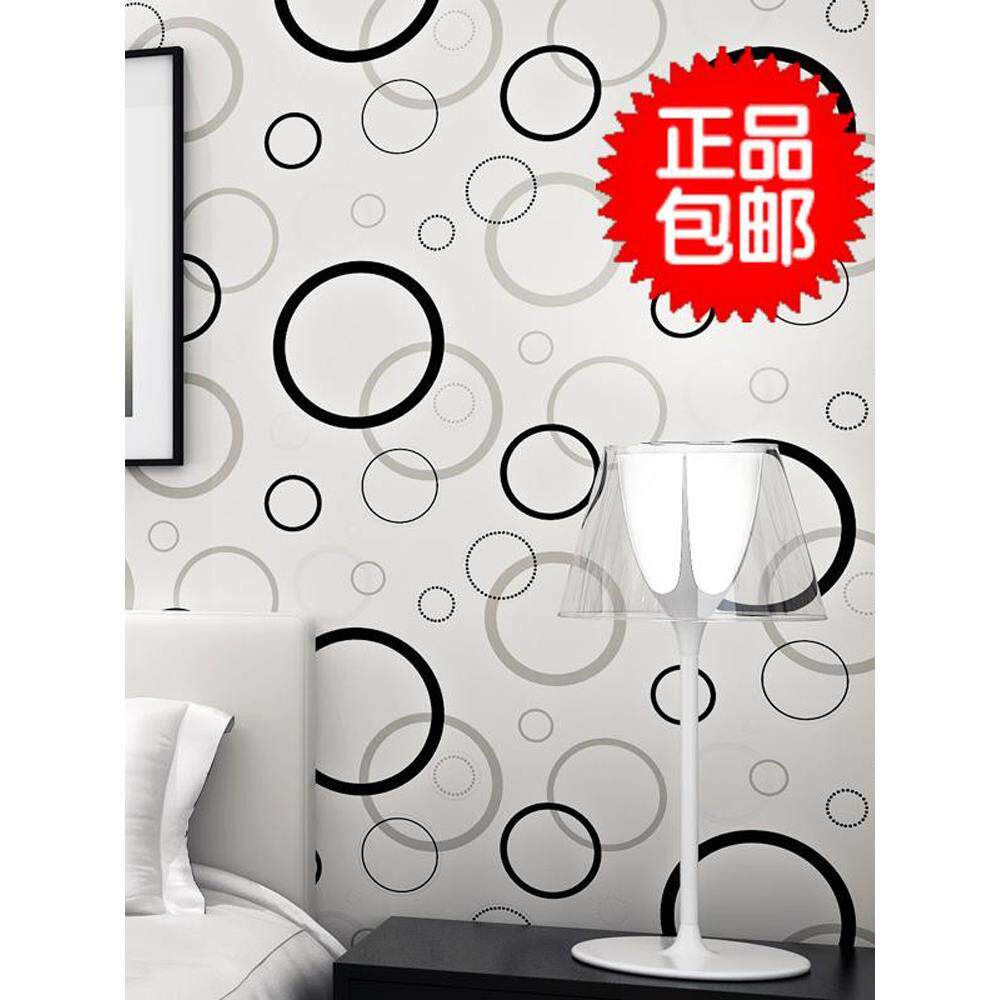 现代简约3d立体电视背景墙壁纸时尚黑白圆圈圈墙纸客厅卧室无纺布