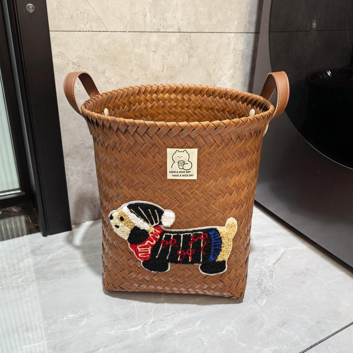 美式高级收纳衣服篮网藤编脏衣篮