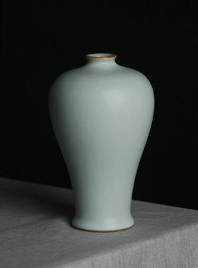 景德镇陶瓷花瓶汝窑梅瓶摆件客厅插花中式复古瓷器青瓷家居装饰品