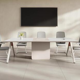 会议桌长桌简现代会接待办公洽谈培训桌大约型议室桌椅条会议桌椅